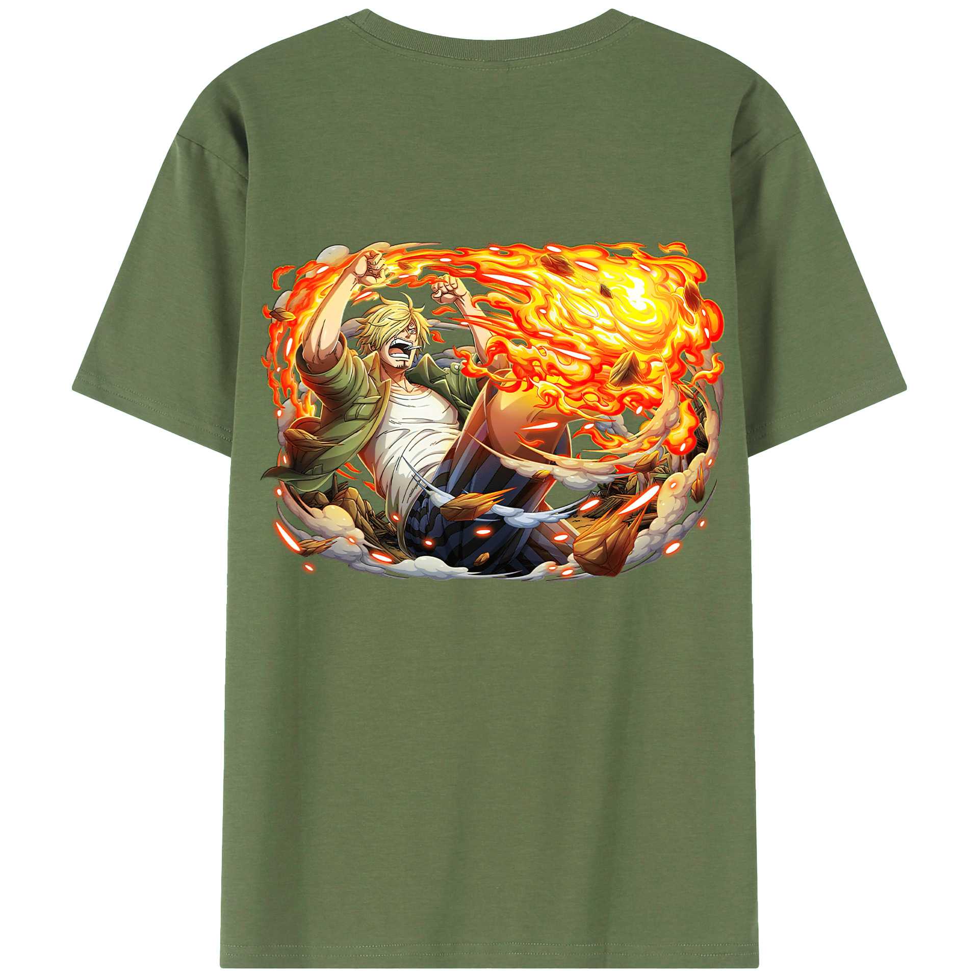 （画像用） ワンピース サンジ ONE PIECE Sanji 綿100％ メンズ半袖Tシャツ（バックプリント） 通気性